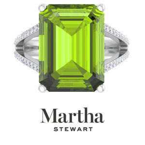 Martha Stewart 10 1/4 Carat Emerald Cut Peridot and Diamond Ring
